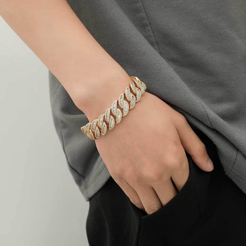 Custom Baguette Mixed-Cut Cuban Bracelet | Miami Clasp - CaratixJewelry