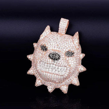 Iced Out 3D Pitbull Dog Pendant | Men's American Bully Head Necklace | Premium Copper CZ Canine Jewelry | Beast Mode Bling | Caratix - CaratixJewelry