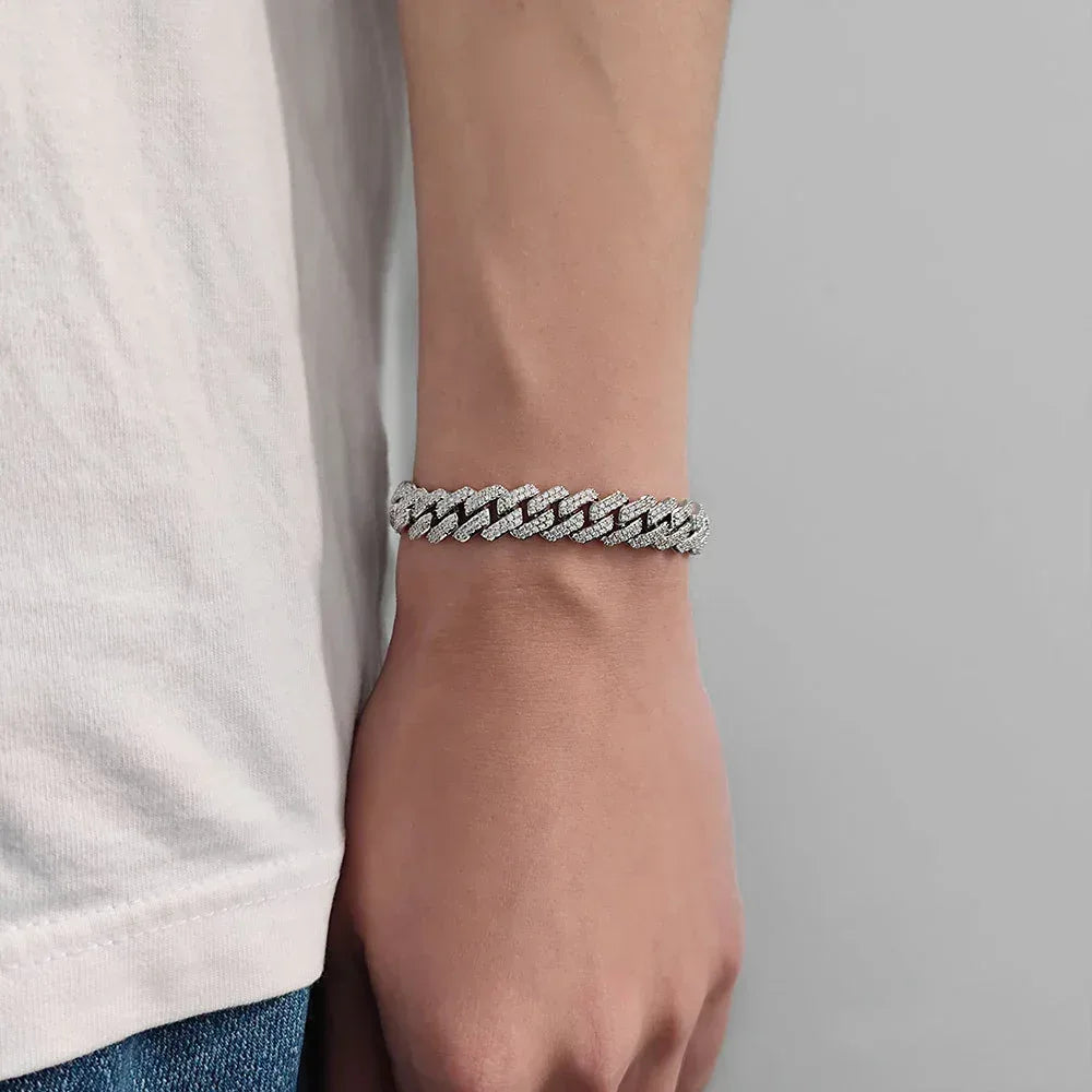 10mm -Shaped Zircon Cuban Link Bracelet - CaratixJewelry