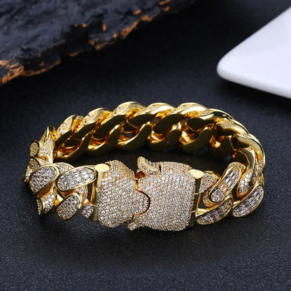 18mm Triple Row T-Cut Zircon Cuban Link Bracelet for Men | Caratix Jewelry - CaratixJewelry