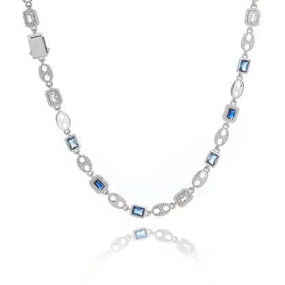 Custom 10mm Blue Gemstone Coffee Bean Chain | Minimalist Iced Out Jewelry | Caratix - CaratixJewelry