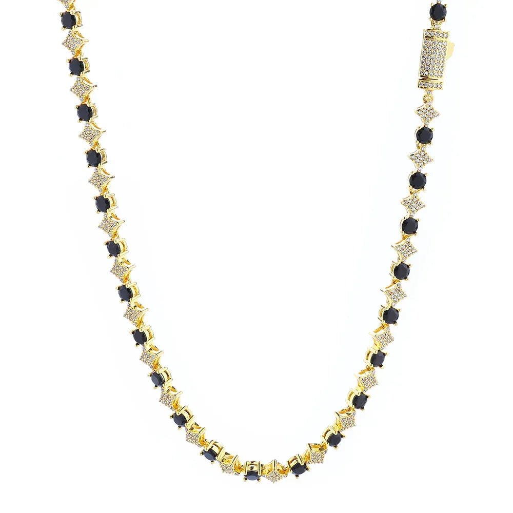 Hip Hop S925 Silver Star CZ Tennis Necklace – Full Bling Custom Design, Unique Silver Jewelry | Caratix Jewelry - CaratixJewelry
