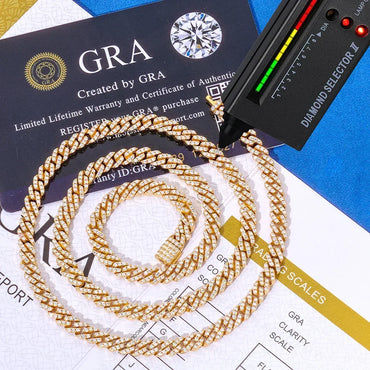 5mm Single-Row Moissanite Cuban Link Chain for Men – S925 Sterling Silver Luxury Hip Hop Necklace - CaratixJewelry