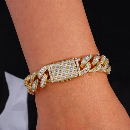 Bubble Iced-Out Cuban Link Bracelet with Zircon Stones - CaratixJewelry