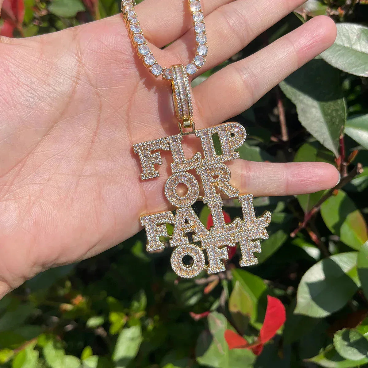Men's Hustle Mantra Necklace | Premium Copper CZ Streetwear Jewelry Caratix - CaratixJewelry