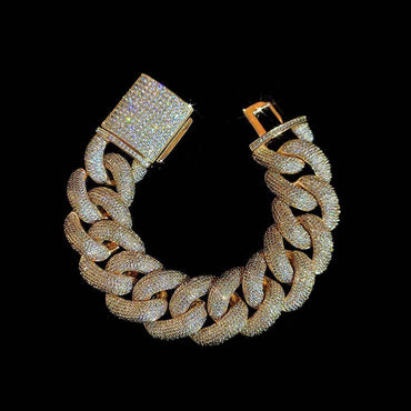 25mm Iced Out Bubble Cuban Bracelet Full Zircon Rapper - CaratixJewelry