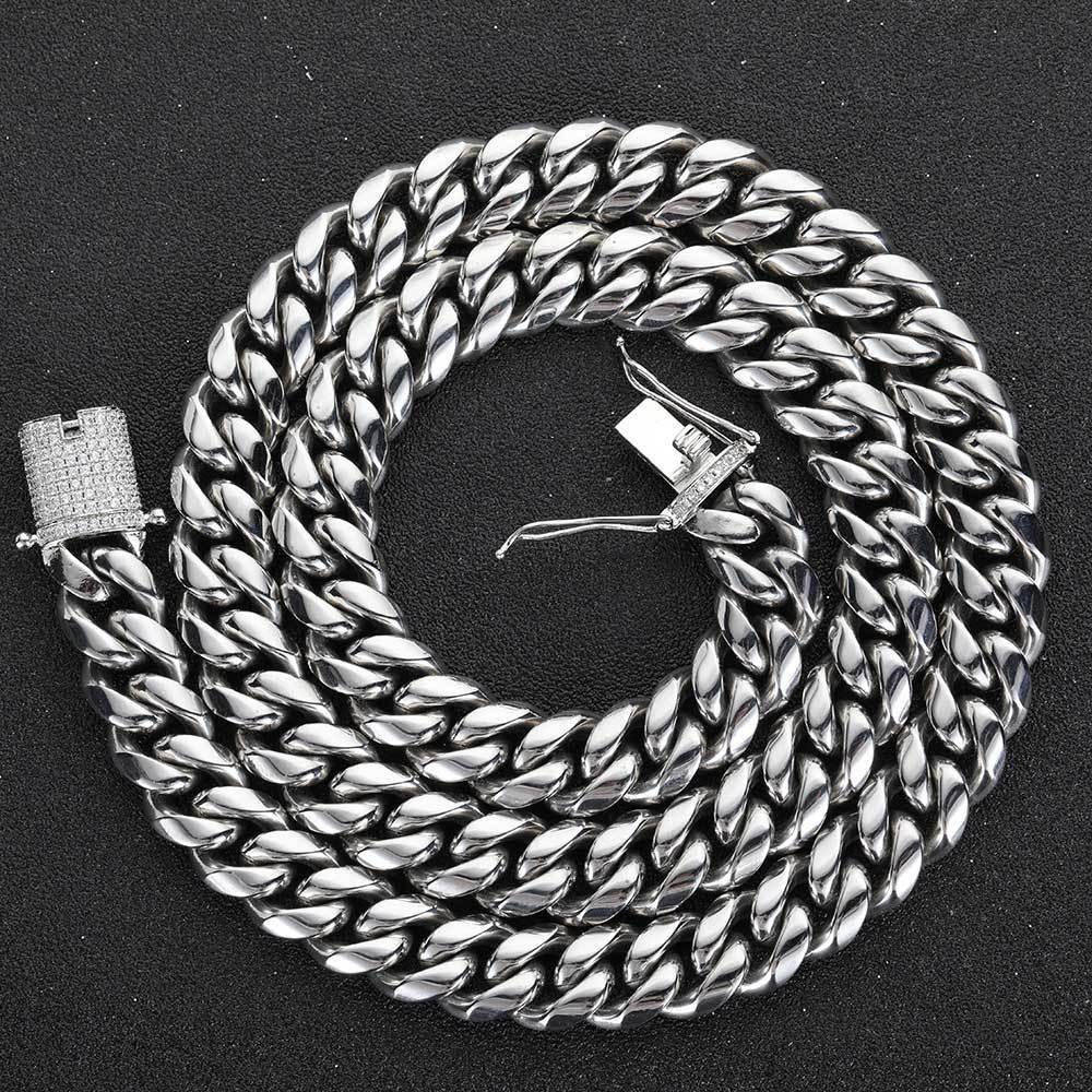 Stainless Steel Iced Out Cuban Chain Zircon Necklace for Men | Caratix Jewelry - CaratixJewelry