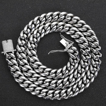 Stainless Steel Iced Out Cuban Chain Zircon Necklace for Men | Caratix Jewelry - CaratixJewelry