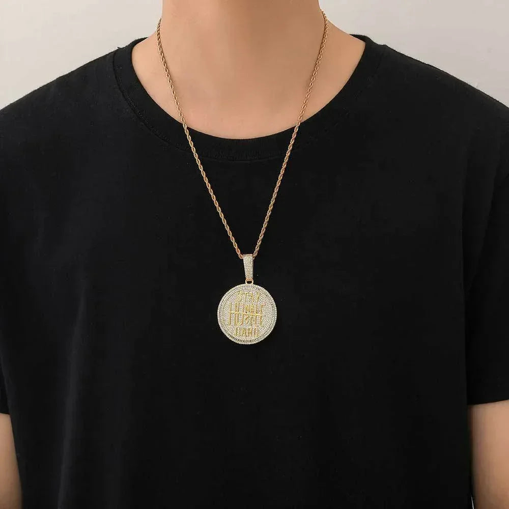 High-Quality Letter Pendant Necklace with Full Zircon Stones for Men | Caratix Jewelry - CaratixJewelry