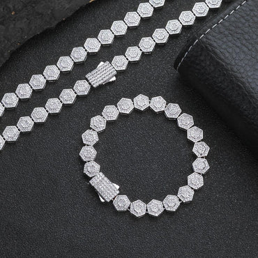 Custom 8.5mm Hexagon Geometric Baguette Chain | Unique Gold Chain for Rapper | Caratix - CaratixJewelry