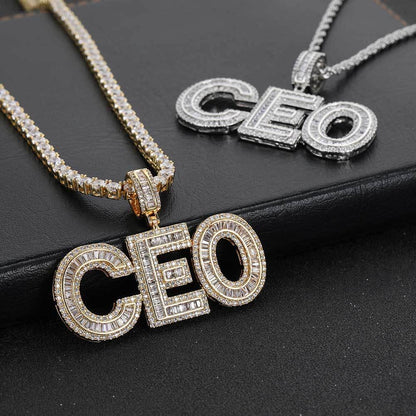 Large Iced-Out Letter and Number Pendant Necklace with Micro-Pave Zircon for Men | Creative Hip Hop Jewelry | Caratix Jewelry - CaratixJewelry