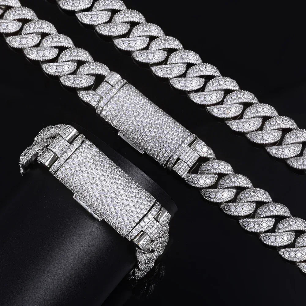 18mm Flip Clasp Full Cuban Link Necklace Hip Hop Bling Jewelry for Men | Caratix Jewelry - CaratixJewelry