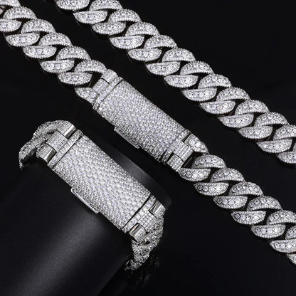18mm Flip Clasp Full Cuban Link Necklace Hip Hop Bling Jewelry for Men | Caratix Jewelry - CaratixJewelry