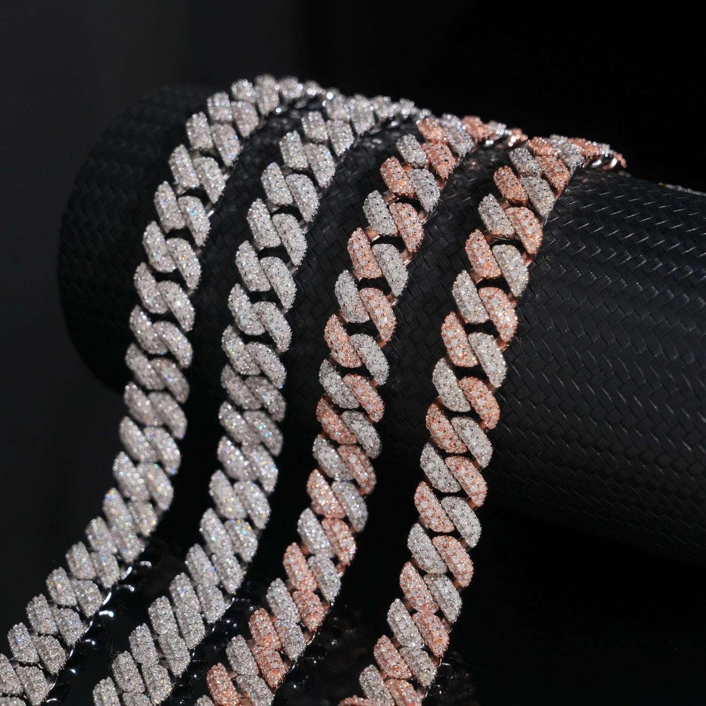 10mm Moissanite Crescent Cuban Link Necklace | S925 Silver Men’s Hip Hop Chain - CaratixJewelry