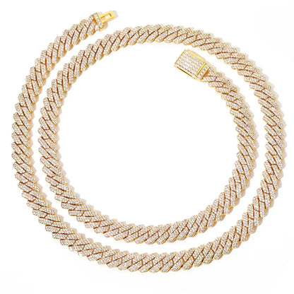 8mm Double-Row Moissanite Cuban Link Chain – S925 Sterling Silver Iced-Out Luxury Hip Hop Men’s Statement Necklace - CaratixJewelry