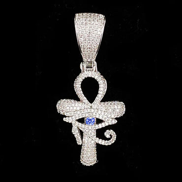 Iced Out Hollow "All-Seeing Eye" Cross Pendant | Men's Real Copper CZ Necklace - CaratixJewelry