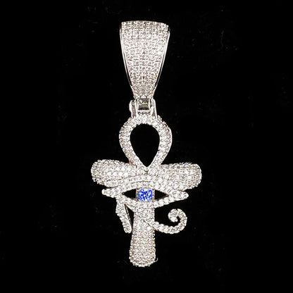 Iced Out Hollow "All-Seeing Eye" Cross Pendant | Men's Real Copper CZ Necklace - CaratixJewelry