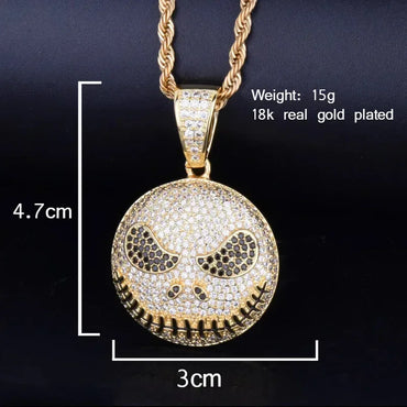 Hip Hop Skull Pendant Necklace for Men | Iced Out Pave CZ Lab Jewelry | Trendy Copper Zircon Ice Pendant | 2026 Streetwear | Caratix - CaratixJewelry