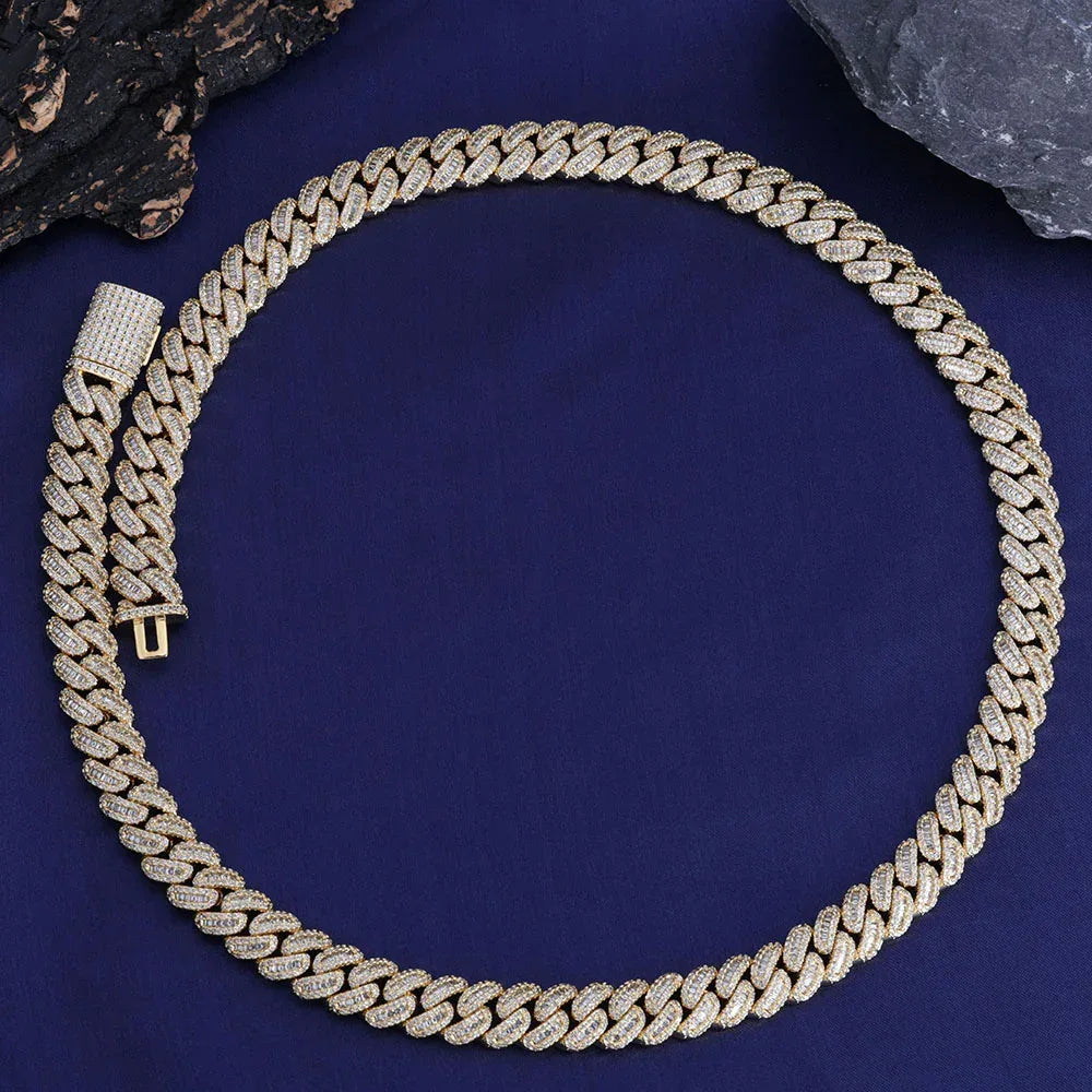 12mm T Cut Zircon Cuban Chain Rapper Iced Out Necklace - CaratixJewelry