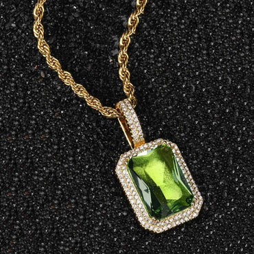Custom Colored Gemstone Pendant Necklace with Zircon Stones for Men and Women | Caratix Jewelry - CaratixJewelry