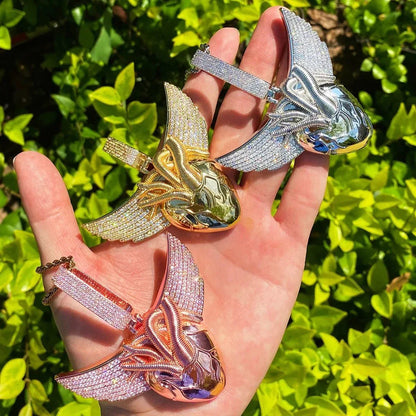 Men's "Freedom & Passion" Necklace | Premium Real Copper CZ Angel Wings - CaratixJewelry