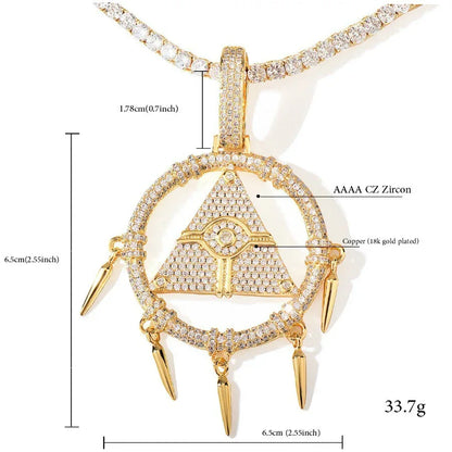 Iced Out Dream Catcher Pendant Necklace – Hip Hop CZ Streetwear Jewelry for Trendsetters - CaratixJewelry