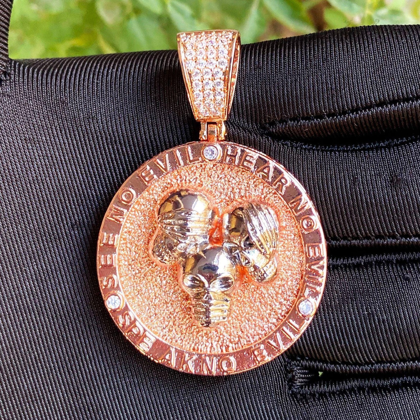 Men's Hardcore Hip Hop Necklace | Premium Copper CZ Skeleton Jewelry - CaratixJewelry