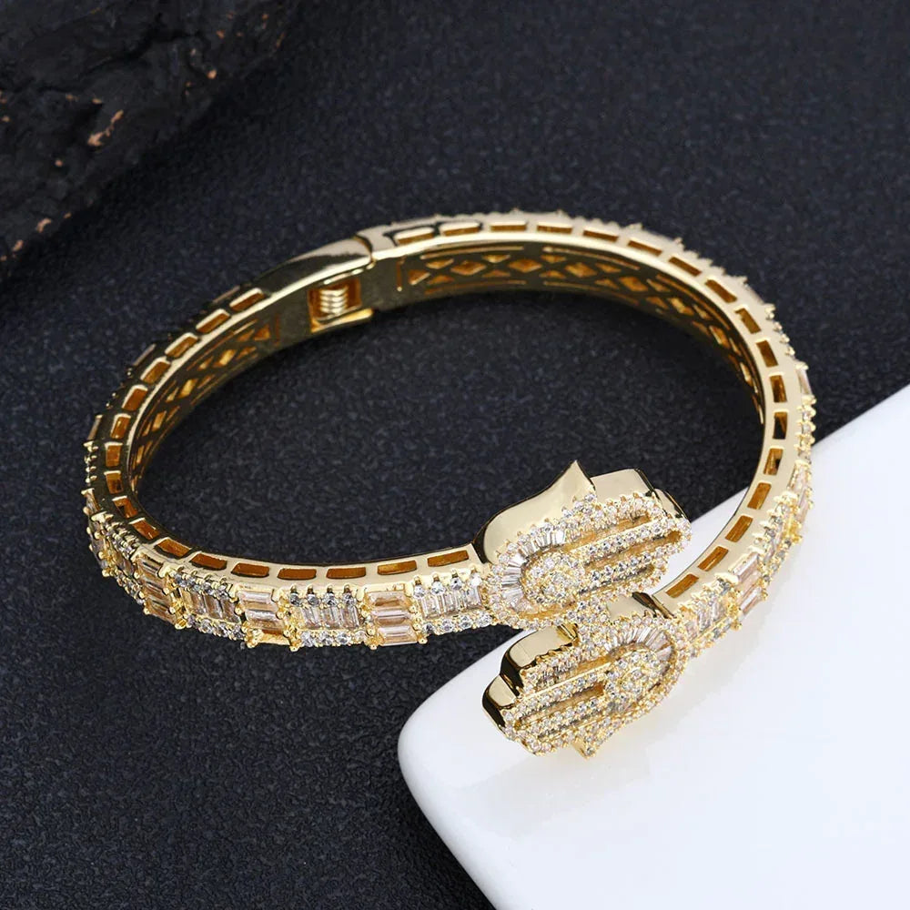 Mixed Zircon Hand of Fatima Bracelet for Men | High-End Hip Hop Jewelry | Caratix Jewelry - CaratixJewelry