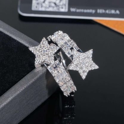 Moissanite Star Men’s Ring | S925 Silver Full Iced Out Hip Hop Jewelry - CaratixJewelry