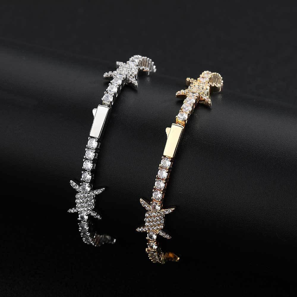 Zircon Tennis Bracelet with Thorn Design and Spring Clasp for Men & Women | Caratix Jewelry - CaratixJewelry
