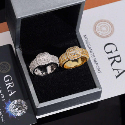 T-Cut Moissanite Men’s Ring | S925 Silver Full Iced Out Hip Hop Jewelry - CaratixJewelry