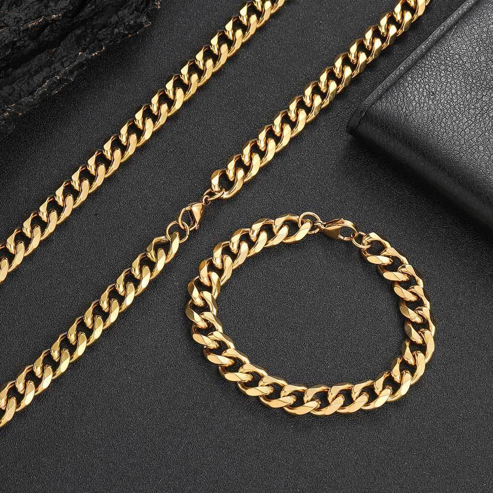 11mm Six-Sided Stainless Steel Cuban Chain Necklace for Men | Caratix Jewelry - CaratixJewelry