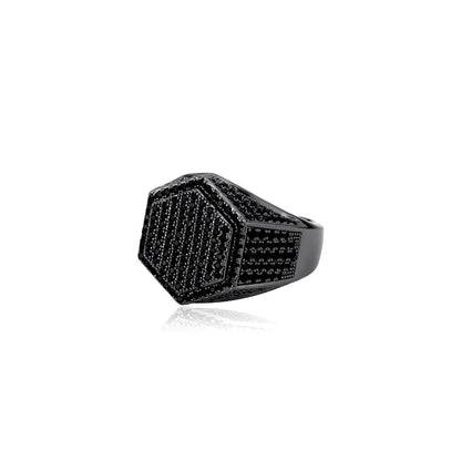 Geometric Polygon Wide Band Ring | Adjustable Open-Shank Jewelry | Caratix