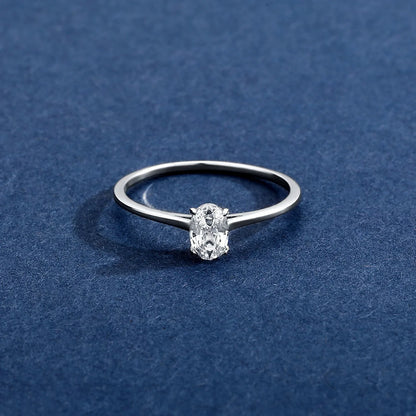 D Color Oval Moissanite Solitaire Ring | S925 Sterling Silver | Caratix