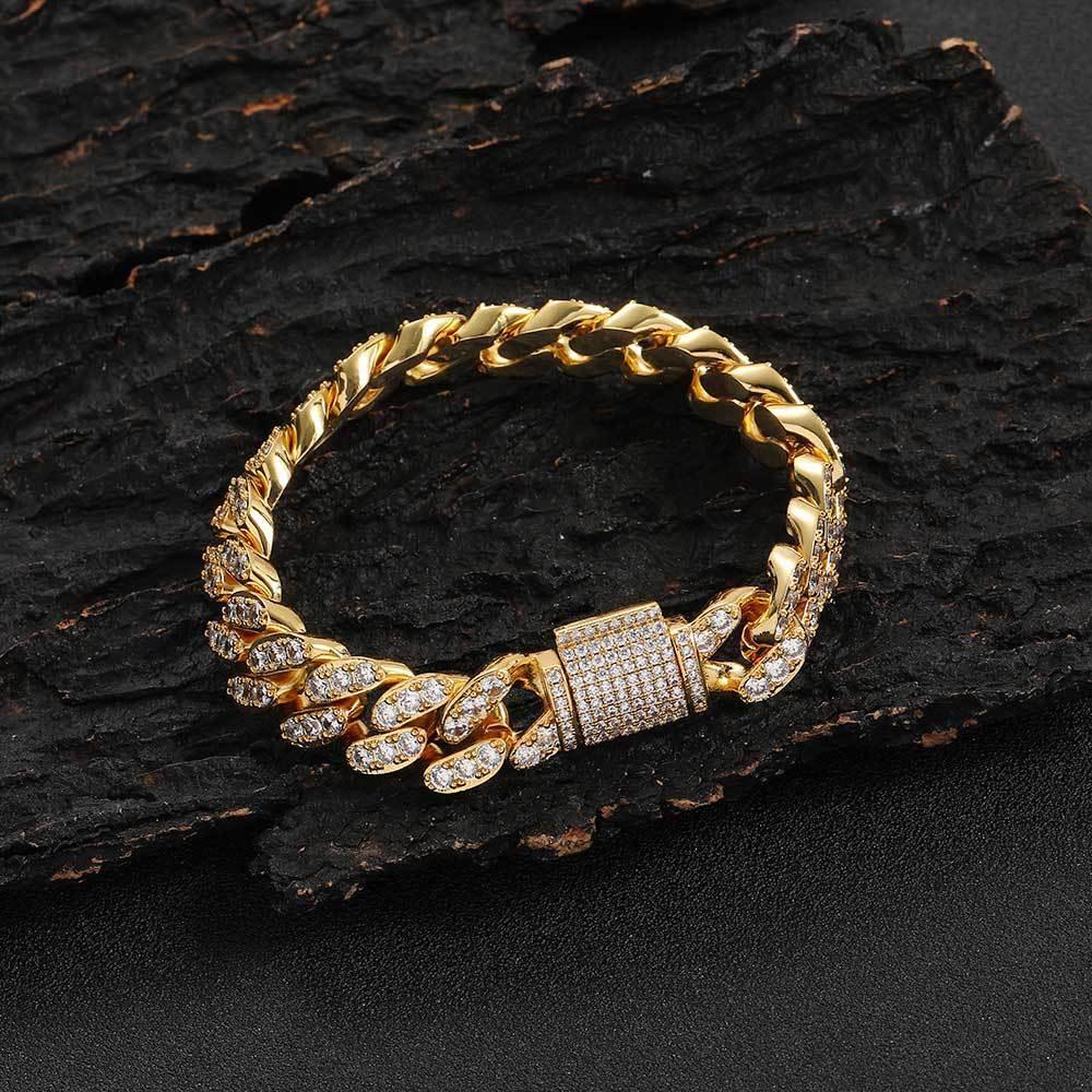 12mm Iced Out Cuban Chain Necklace Single Row Zircon - CaratixJewelry