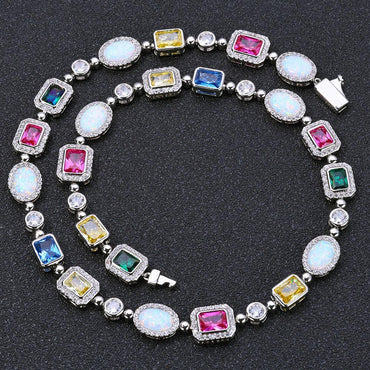 Colorful Gemstone Necklace with Zircon for Women | Caratix Jewelry - CaratixJewelry