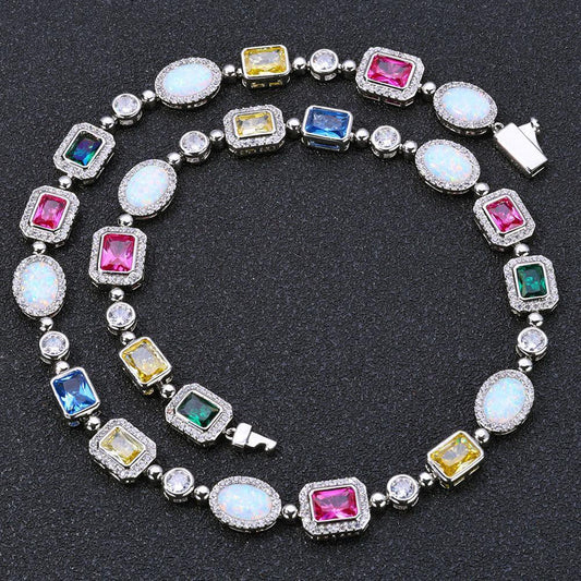 Colorful Gemstone Necklace with Zircon for Women | Caratix Jewelry - CaratixJewelry