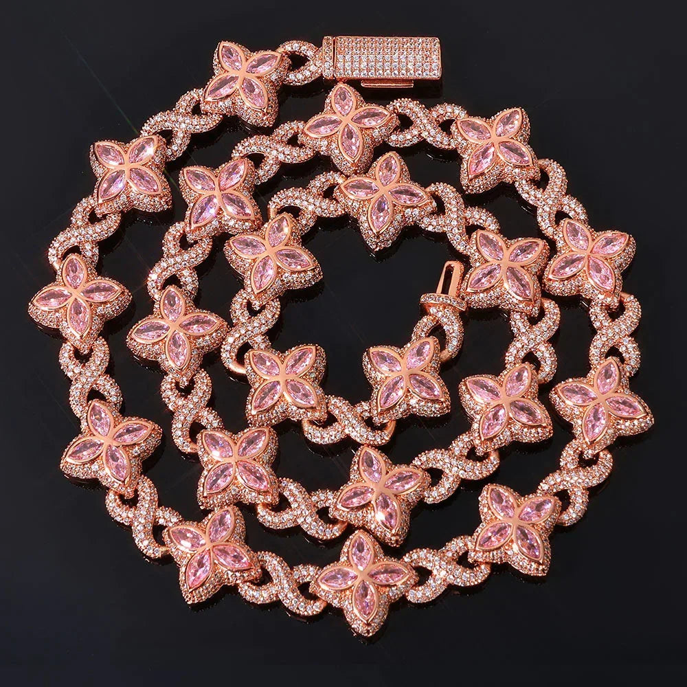 8-Link Cuban Chain Necklace for Men with Zircon Stones | High-End Hip Hop Jewelry | Caratix Jewelry - CaratixJewelry