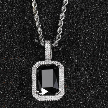Custom Colored Gemstone Pendant Necklace with Zircon Stones for Men and Women | Caratix Jewelry - CaratixJewelry