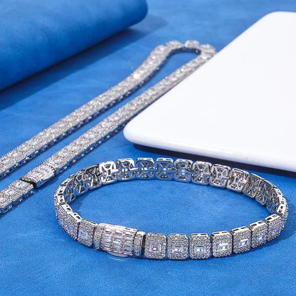 Custom 7.5mm Baguette Mixed Iced Bracelet | Secure Fold-over Hip Hop Bling | Caratix - CaratixJewelry