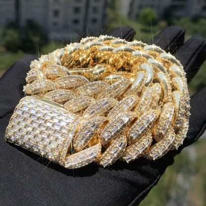 20mm Iced Out T-Shape Zircon Cuban Chain Necklace with Copper - CaratixJewelry