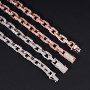 10mm Moissanite Cuban Link Bracelet with Figure-8 Clasp – S925 Sterling Silver Iced-Out Hip Hop Men’s Streetwear Jewelry - CaratixJewelry