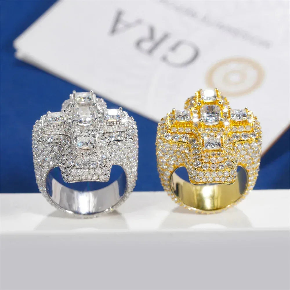 Men’s D-Color VVS Moissanite Ring | S925 Silver Full Iced Out Hip Hop Jewelry - CaratixJewelry