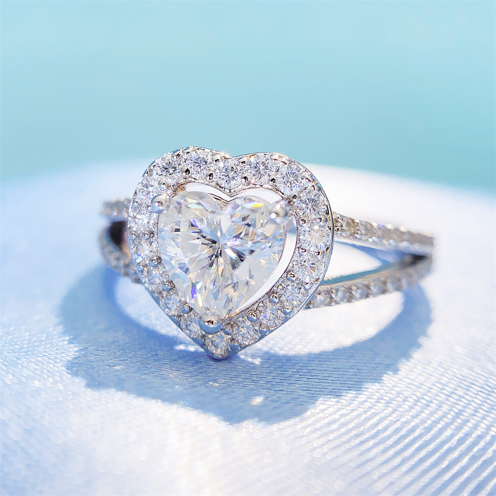 Romantic 1 Carat Heart Shaped Moissanite Ring | S925 Silver D VVS1 Solitaire | Caratix