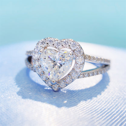 Romantic 1 Carat Heart Shaped Moissanite Ring | S925 Silver D VVS1 Solitaire | Caratix