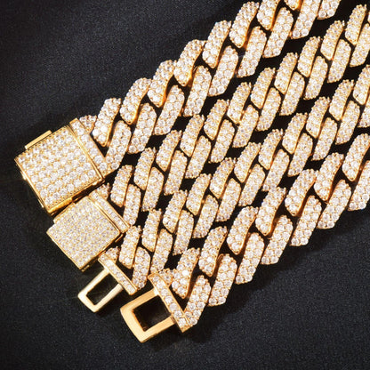 8mm 10mm 12mm Iced Out Double Row Cuban Chain Necklace for Men | Caratix Jewelry - CaratixJewelry