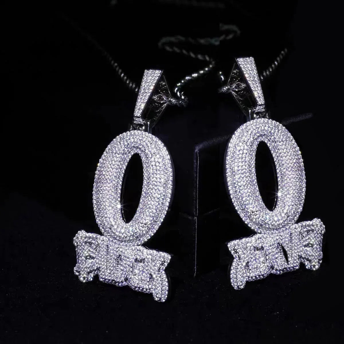 Block O Letter Pendant | CZ Iced Out Hip Hop Creative Unisex Necklace - CaratixJewelry