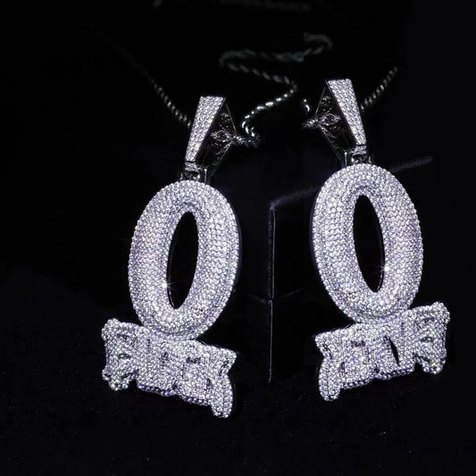 Block O Letter Pendant | CZ Iced Out Hip Hop Creative Unisex Necklace - CaratixJewelry