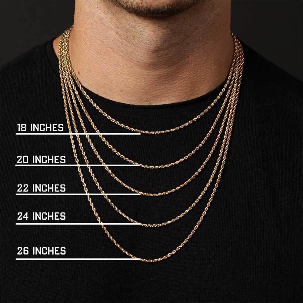 Stainless Steel Rope Chain Necklace 18K Gold Plated Unisex | Caratix Jewelry - CaratixJewelry