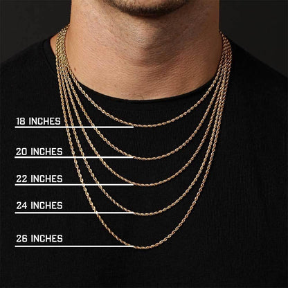 Stainless Steel Rope Chain Necklace 18K Gold Plated Unisex | Caratix Jewelry - CaratixJewelry